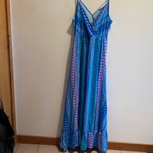 Cupshe Vibrant Blue and Pink Striped Maxi Dress